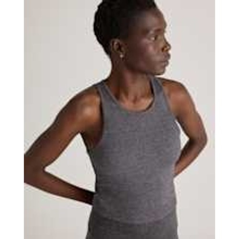 Quince Gray Ultra Soft Cropped Athletic Tank Top Racerback Sleeveless Activewear